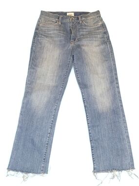 Hudson Blair High Rise Straight Crop Jeans 27 Light Wash Raw Hem